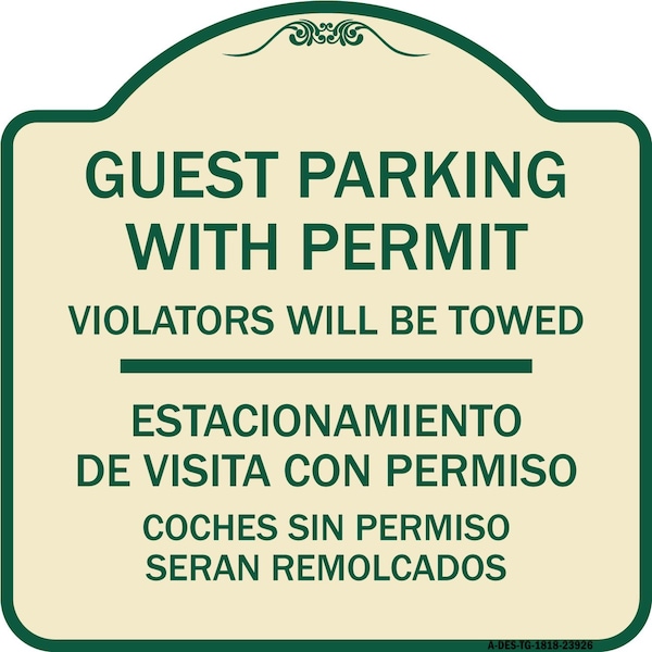 Signmission Guest Parking with Permit Violators Will Be Towed Estacionamento De Visita Con Permis, TG-1818-23926 A-DES-TG-1818-23926 - main